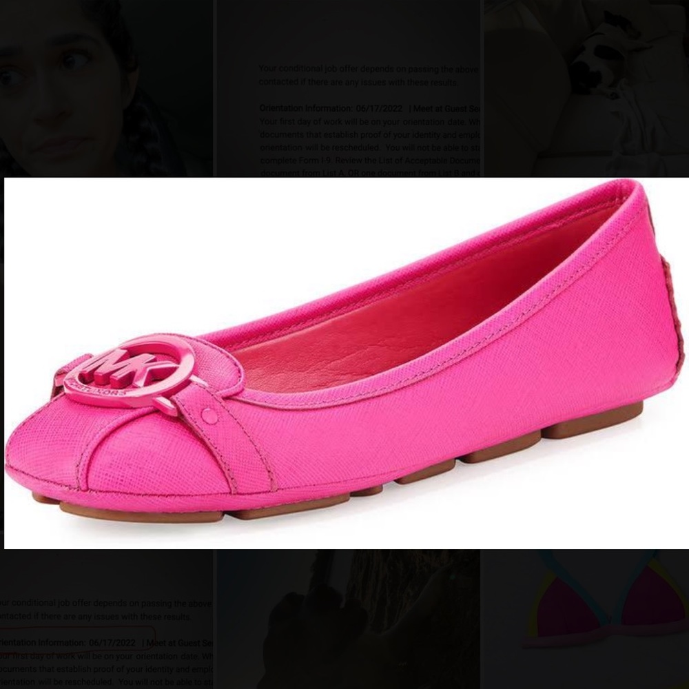Michael Kors Fulton leather hot pink/fuchsia/raspberry flats shoes size 5.5